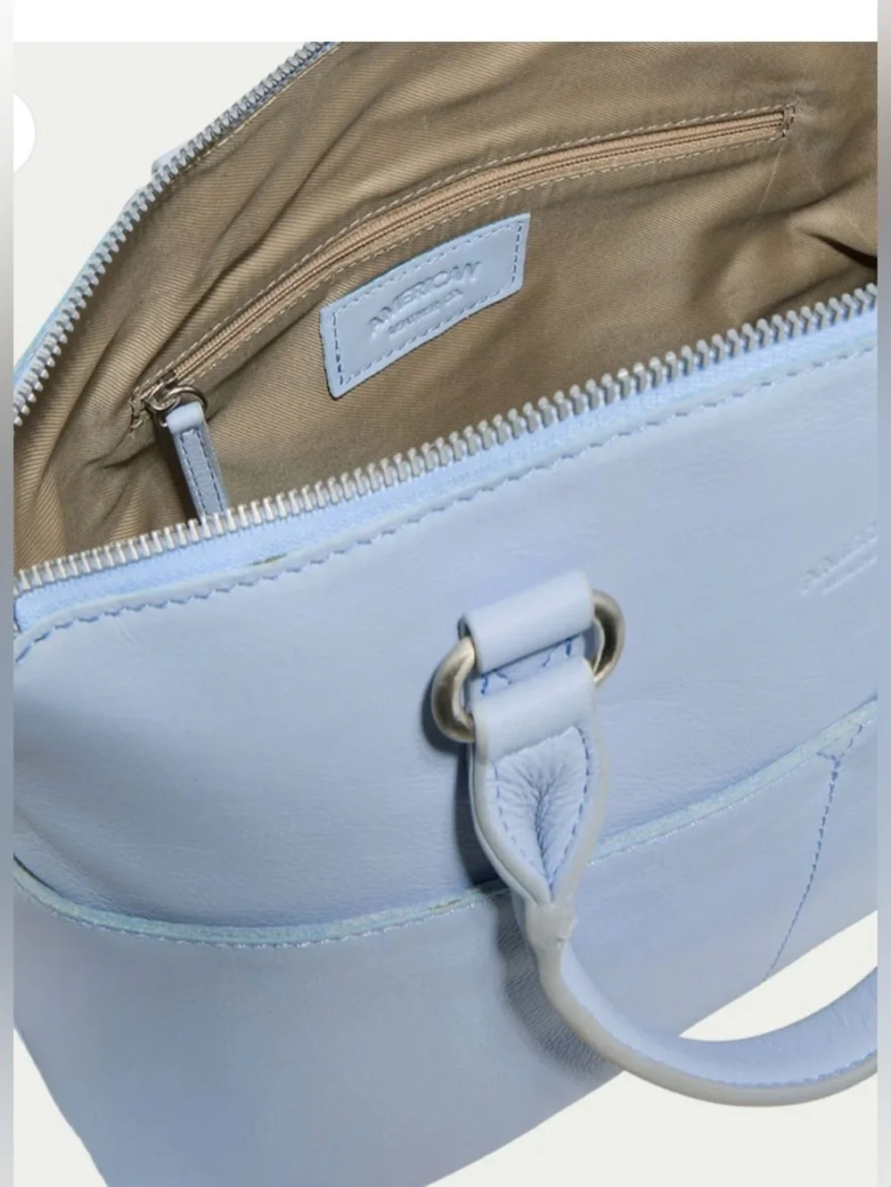 American Leather Brand Carrie Dome Satchel NWOT Light gray blue.